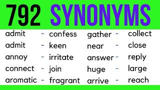 Similar Vocabulary Learn 792 Synonym Words in English to Expand your Vocabulary [upl. by Ogram]