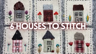 How To Make Slow Stitched Art Using Scrap Fabric  Houses  embroidery stitching slowstitching [upl. by Ogilvy]