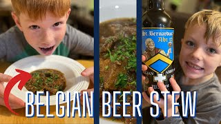 🇧🇪 American Kids Try Carbonnade à la Flamande  Food 157 of 1000 [upl. by Colt14]