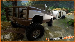 BEAMNGDRIVE MP  CHEVY K5 BLAZER TAKES ON OFFROAD TRAIL WITH A CAMPER [upl. by Nicolea704]