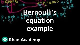 Bernoullis example problem  Fluids  Physics  Khan Academy [upl. by Irrek]