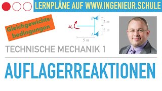 Auflagerkräfte Auflagerreaktionen – Technische Mechanik 1 – Stereostatik [upl. by Atteuqihc]