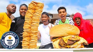 Who Can Make The BIGGEST FOOD Challenge GIANT BURGER [upl. by Lleinnad153]