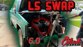 Ls swap on 94 Chevy Silverado Pt1 lsswap 60 obs [upl. by Jolanta]