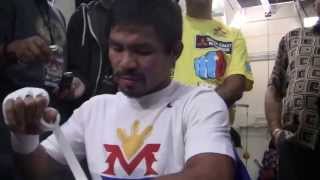 Manny Pacquiao Answers Questions While Wrapping His Own Hands [upl. by Asilana]