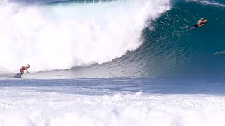 Huge Scary Pipe 3rd Reef NathanampIvan Florence Van Melum Mike Stewart Surfing North Shore Hawaii [upl. by Eeslek]