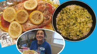 Angelos Mom Makes Zucchini Rice Pilaf amp Baked Salmon [upl. by Broderic]