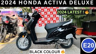 2024 Honda Activa Deluxe E20  On Road Price Black Colour🔥 2024 Latest Honda Activa Deluxe Review [upl. by Akinej331]