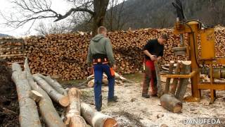 Holzspalten  Arbeiten mit der Motorsäge [upl. by Notniuqal458]