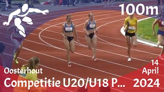 Competitie U20U18 Poule 35 R1 2024 14042024 100m Lise Jessica [upl. by Imac339]