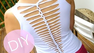 DIY Clothes Cut Up Back TShirt for Summer [upl. by Leinahtam]