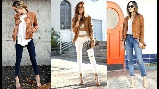 Combinar tu Chaqueta de Cuero Cafe  MODA 20182019 [upl. by Adnal]