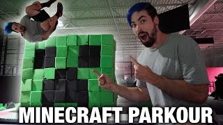 MINECRAFT PARKOUR IN REAL LIFE AT TRAMPOLINE PARK [upl. by Joelly]