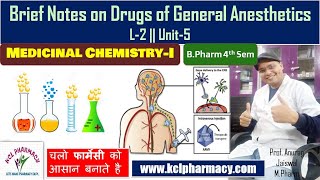 Brief Notes on Drugs of General Anesthetics  L 2 Unit5 Medicinal Chemistry I [upl. by Saleem]