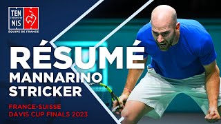 🇫🇷🇨🇭Résumé Mannarino vs Stricker  Davis Cup Finals 2023 Manchester  FFT [upl. by Cyndia]