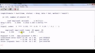 Biostatistics R Cox proportional hazard model Hosmer and Lemeshow Chapter 4 Section 42 [upl. by Banky]