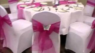 chair covers for weddings with butterflies table runners napkin ties and favour [upl. by Ahsina44]