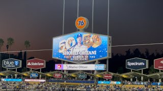 Los Angeles Dodgers Honor Shohei Ohtani With 5050 Video While Coming Up To Bat [upl. by Hux995]