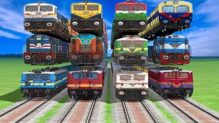 12 TRAINS CROSSING ON TOP OF OTHER TRAINS AT BUMPY RAILROAD TRACKS [upl. by Shadow]