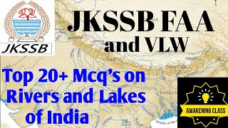 TOP 20 MCQS RIVERS AND LAKES OF INDIAJKSSB FAAJKSSB VLWJKSSBSSCBANK [upl. by Aciretnahs623]