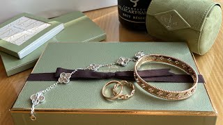 Unboxing Van Cleef amp Arpels Perlée Clovers Bracelet Rose Gold [upl. by Ahsilla539]