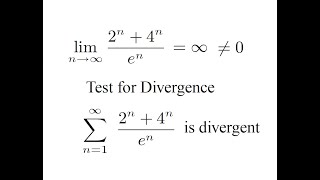 Series 2n4nen Is Divergent Since The Limit of General Term is NOT Zero Divergence Test [upl. by Eelam]