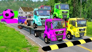 TRANSPORTING PIXAR CARS amp FRUITS WITH COLORED amp JOHN DEERE vs CLAAS vs TRACTORS  BeamNGdrive 983 [upl. by Nats]