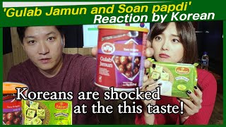 Koreans try Gulab Jamun and Soan papdi for the first time  Reaction by Korean [upl. by Anabel]