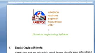 APGENCO ELECTRICAL SYLLABUS [upl. by Avihs]