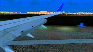 United 737800 Landing DFW  Night  Wing View FSX [upl. by Weidner]