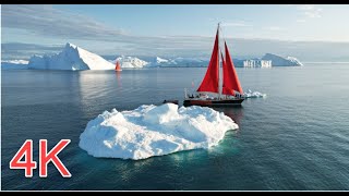 4K  Unesco Heritage site  Ilulissat Icefiord Greenland Scenic Relaxation Film with Calming Music [upl. by Aleekat524]