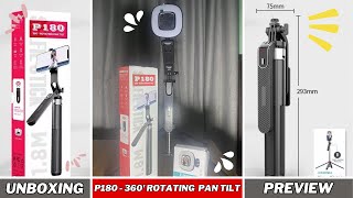 UNBOXING DAN REVIEW Tripod Tongsis P180  360 Rotating Pan Tilt  Lamp [upl. by Avuha532]