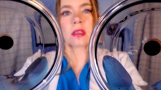 ASMR Hospital Audiologist Ear Exam  Cupping Ear Ultrasound Laser Therapy [upl. by Nylyahs]