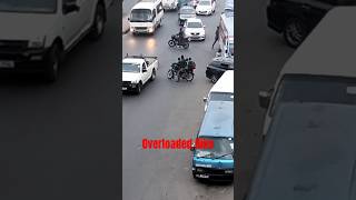 Overloaded Motorcycle 🏍️ dangerously crossing 🚸 a busy Road [upl. by Addia]