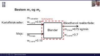 DTU 28021 Lektion 15 Massebalance eksempel bioethanol feed [upl. by Clovah]