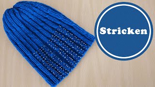 Beanie stricken und besticken  DIY  stricken für Anfänger [upl. by Yengac]