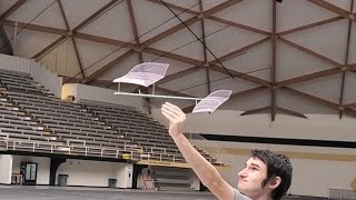 Indoor hand launched glider world record flight in a dust devil [upl. by Neron]