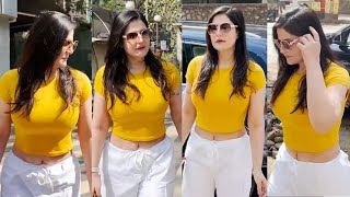 Zareen Khan 🔥 Flaunts Her 🥵 Belly Button 😍 In a Crop Top and Pants [upl. by Bethina]