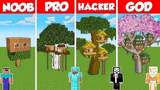 HOUSE INSIDE TREE HOUSE BUILD CHALLENGE  Minecraft Battle NOOB vs PRO vs HACKER vs GOD  Animation [upl. by Duwalt22]