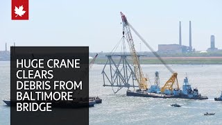 Huge floating crane swings into action to clear Baltimore bridge debris [upl. by Xanthus]