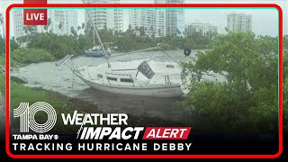 Sarasota boats crash into land as rain slows after day of storms [upl. by Latsirhc]