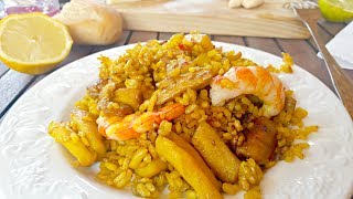 Paella mixta ¡ESPECTACULAR Con fumet de pescado casero MUY FACIL [upl. by Haimes134]