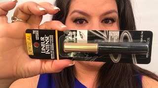 LOREAL LINEUR INTENSE BRUSH TIP LIQUID EYELINER REVIEW TUTORIAL [upl. by Jarin]