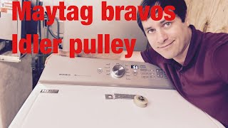 How to fix a Maytag bravos xl dryer squeaking Quick idler pulley tear down w10837240 and change [upl. by Harias70]