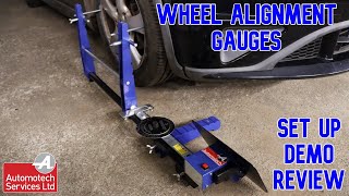 Automotech garage equipment Car wheel alignment gauges set up review and demo Toe in and Toe out [upl. by Nedrah]