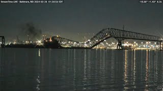 Video shows Baltimore Francis Scott Key Bridge collapse after ship strike [upl. by Arraeis]