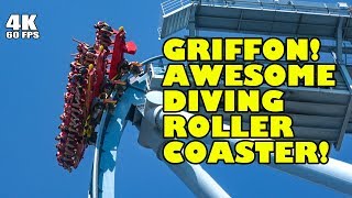 Riding Griffon AWESOME Dive Roller Coaster Multi Angle 4K Onride POV Busch Gardens Williamsburg [upl. by Alissa]