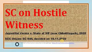 SC on Hostile Witness in HINDI by GS and Law [upl. by Ahsimat]