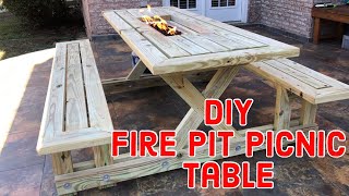 DIY Fire Pit Picnic Table [upl. by Aleedis]