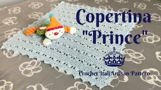 Copertina quotPrincequot alluncinetto punto facile Crochet baby blanket easy pattern [upl. by Olram]